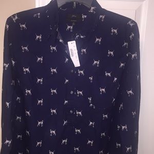 J. Crew LS Dalmatian Print Shirt sz14
